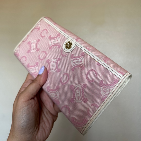Celine Triomphe Canvas Wallet in Pink - Picture 4 of 16
